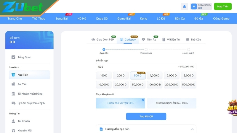 Cách thực hiện nạp tiền Zubet qua nhiều phương thức Cách thực hiện nạp tiền Zubet qua nhiều phương thức